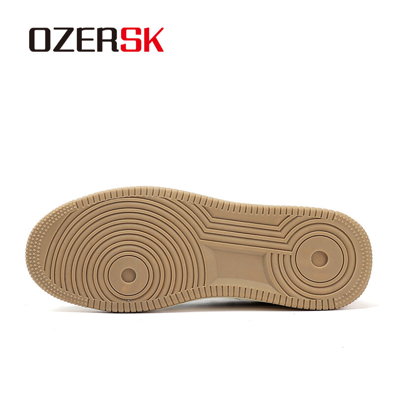 OZERSK Spring Men Fashion Casual Lace Up Flats Shoes High Quality PU Leather Breathable Non-Slip Walking Shoes For Men Size 47