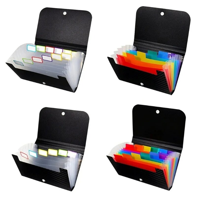 Small File Wallet Receipt Folder A6 Accordion Folder 7-layer 13-layer File Case Waterproof with Self-adhesive Index Tabs