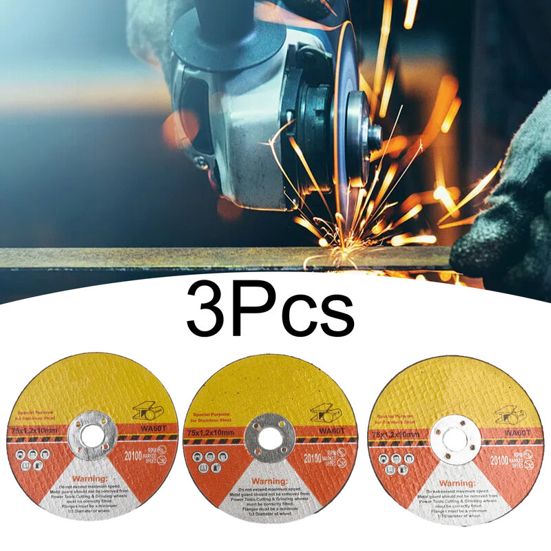 Circular Resin Saw Blade 3 Pieces Set 75*1.2*10 Grinding Wheel Angle Grinder Cutting Disc Double Mesh Cutting Disc