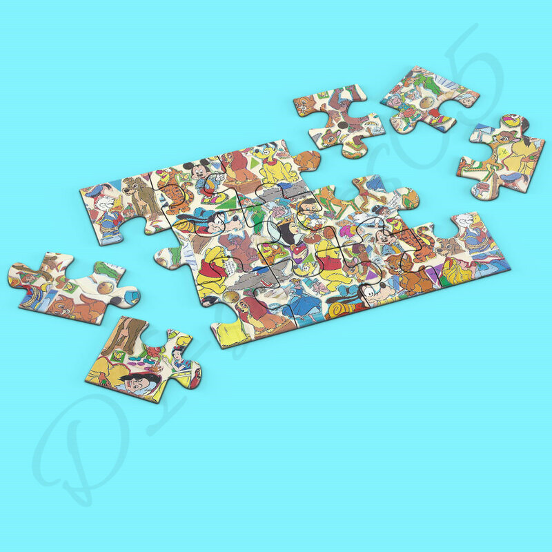 Puzzles for Kids Disney Characters Collection 1000 Piece Wooden Jigsaw Puzzles Cartoon Stitching Characters Handmade Art Toys