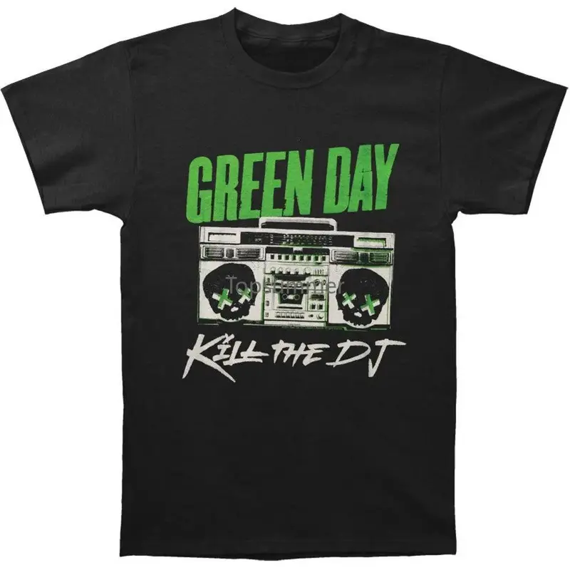 Zielony dzień męscy zabijają T-Shirt dla didżeja X-duża czarna Rockabilia