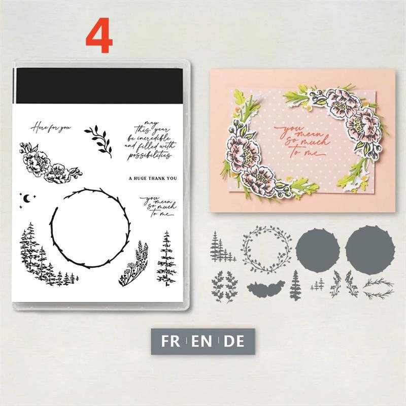 New Arrival Magnolia Zinnia Clear Stamp and Metal Cutting Dies for DIY Craft Scrapbooking