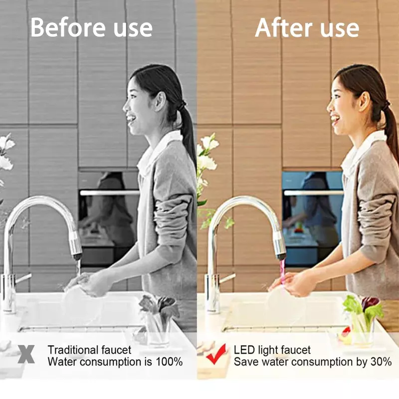 LED Water Faucet Streamer Light 7 cambia colore sensore di temperatura soffione doccia accessori per il bagno della cucina