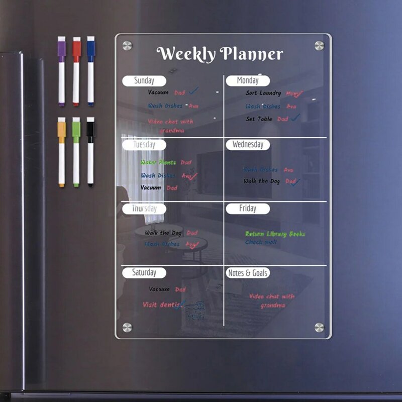 Papan tulis kulkas magnetik papan jadwal harian papan pesan magnetik papan tulis jadwal harian kulkas