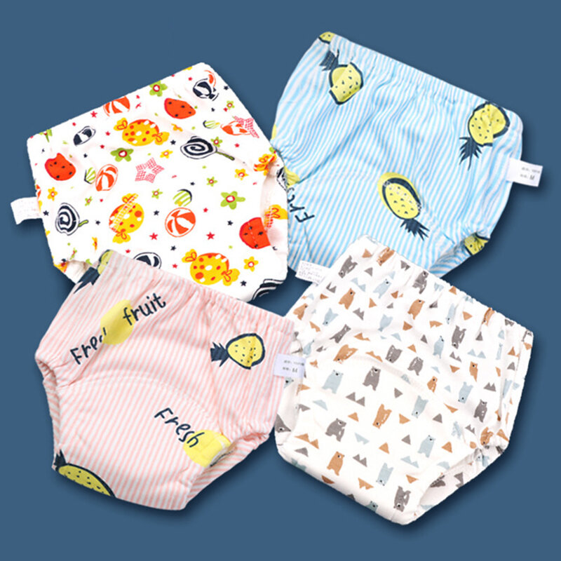 Dziecko wodoodporne spodnie treningowe wielokrotnego użytku 6 warstw bawełniana poduszka dla niemowląt śliczne niemowlęce szorty pieluchy majtki bielizna zmieniająca pieluchy