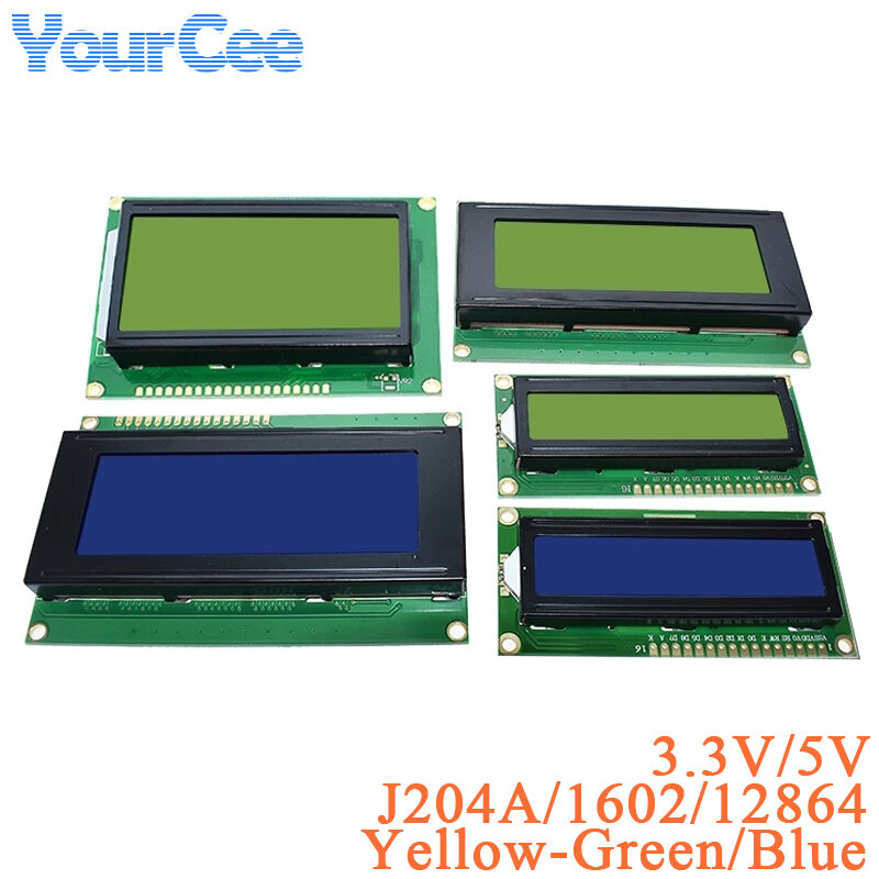 1602 1602A J204A 2004A 12864 12864B 128*64 شاشة عرض LCD وحدة الأزرق الأصفر والأخضر IIC/I2C 3.3 فولت/5 فولت لاردوينو