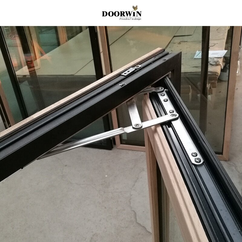 Ventanas modernas para el hogar, ventanas de madera de aluminio, abatible hacia afuera, doble acristalado, buen rendimiento de estanqueidad de aire