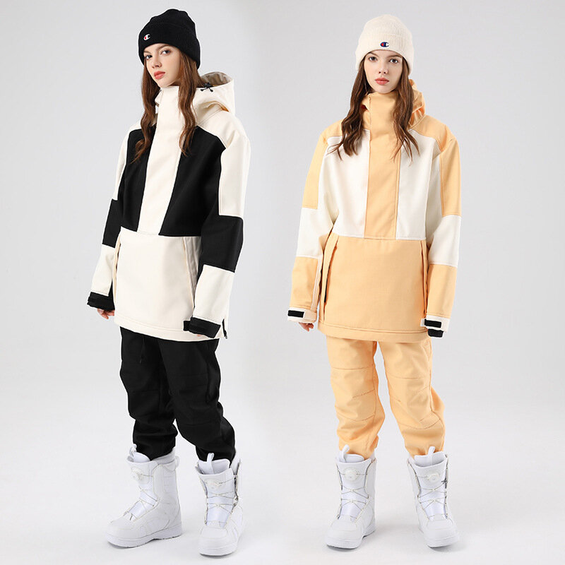 Комплект лыжного костюма SEARIPE для женщин и мужчин, теплая одежда, ветровка, водонепроницаемая зимняя теплая уличная куртка, пальто и брюки для сноуборда