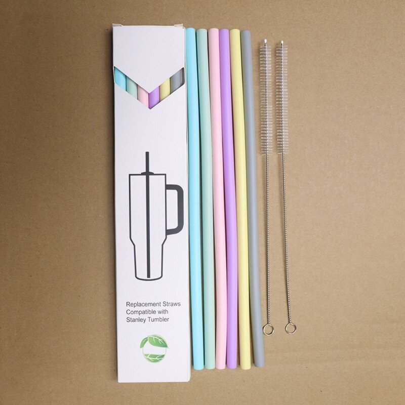 6 Pieces Colorful Straws Silicone Straws Replacements Straws Silicone Material Suitable for Adventure Travel Tumblers