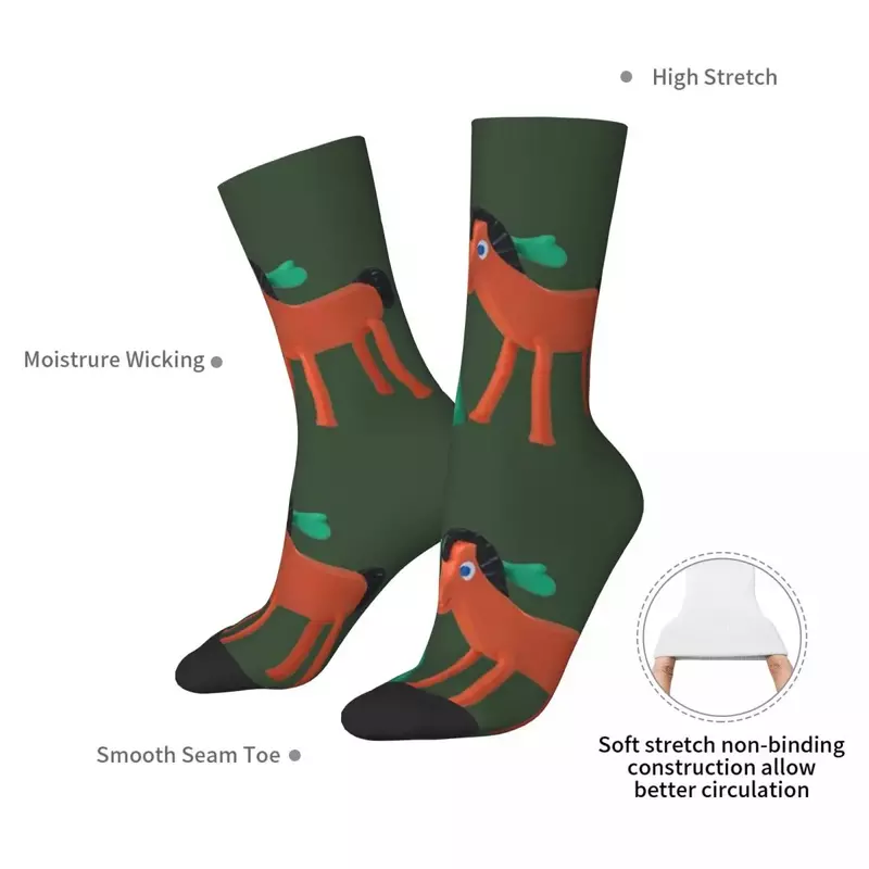 Gumby And Pokey Cartoon Art Socks Harajuku Sweat Absorbing Stockings All Season Long Socks Accessories for Unisex Gifts