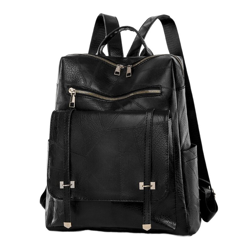 Soft Women's Bag Vintage Waterproof Large Capacity Traveling Bag PU Leather Backpack