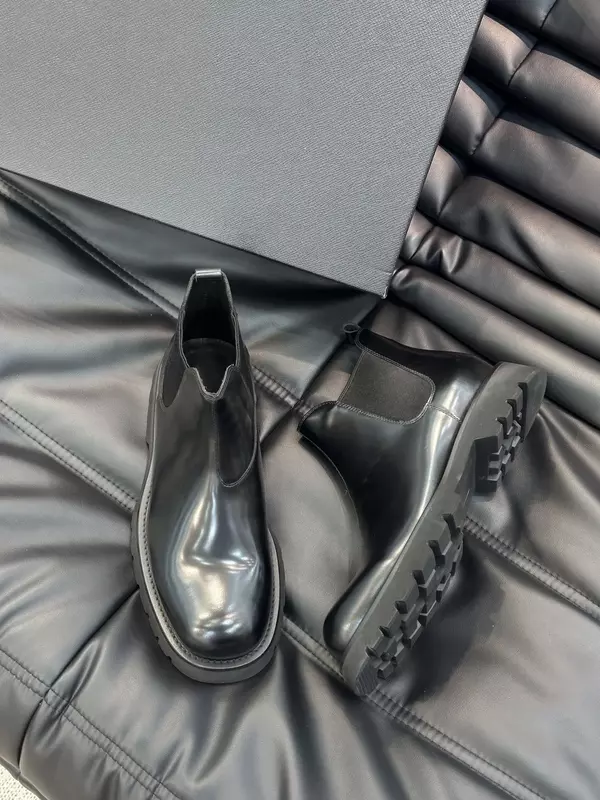 Botas largas y cortas de cuero genuino para hombre, zapatos formales de negocios, invierno, 2023