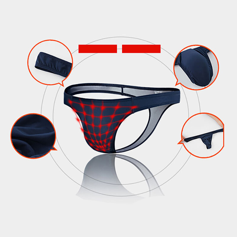 Men's Sexy Briefs T-back Solid Color Underwear U Convex Large Bag Men's Single Thong Breathable Bodycon Triangle Short Trunks