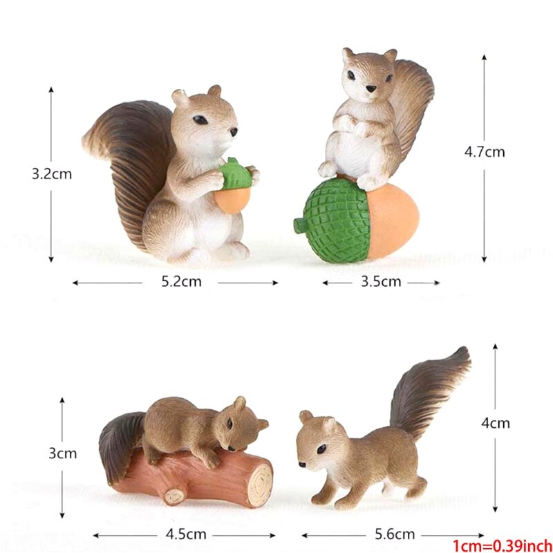 Figurines miniatures Mini écureuil, 8 pièces, modèle d'animaux, décoration jardin féerique, paysage en mousse, bonsaï,