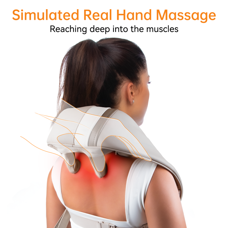Mebak-massageador elétrico pescoço e ombro, 6D Amassar Massagem Pillow, trapézio e cervical Massagem Xale, N1