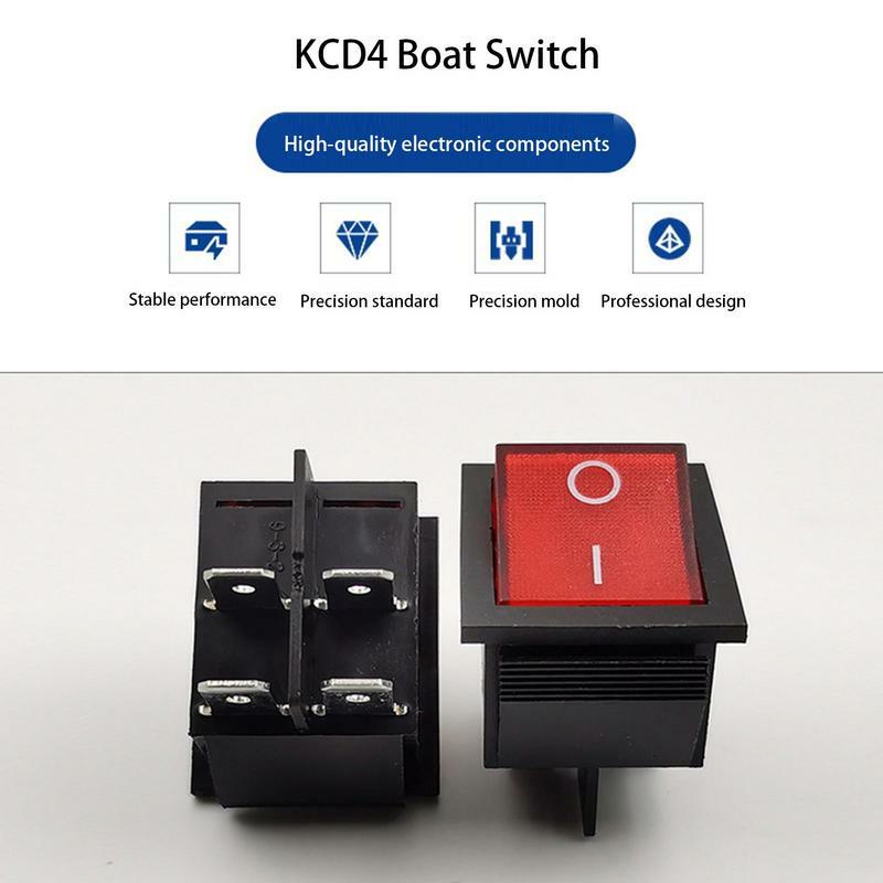 KCD4-interruptor basculante de 4 pines y 16A para barco, RK1-01 ignífugo, resistente al desgaste, 2 colores, para camiones