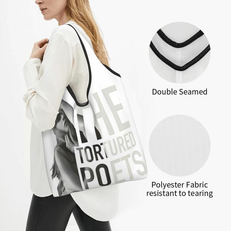 Reusable Tortured Poets Department TTPD Swifts Shopping Bag for Groceries Foldable Grocery Bags Washable Large Tote Bags