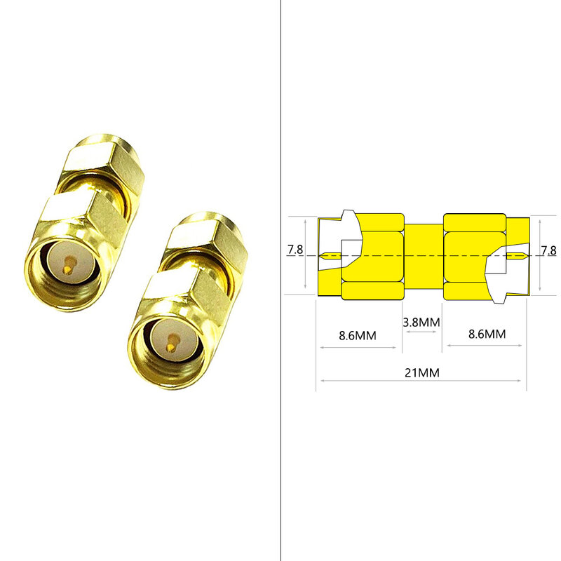 Adaptateur coaxial RF SMA mâle vers mâle, couremplaçant droit plaqué or, nouveau, vente en gros, 1 pièce