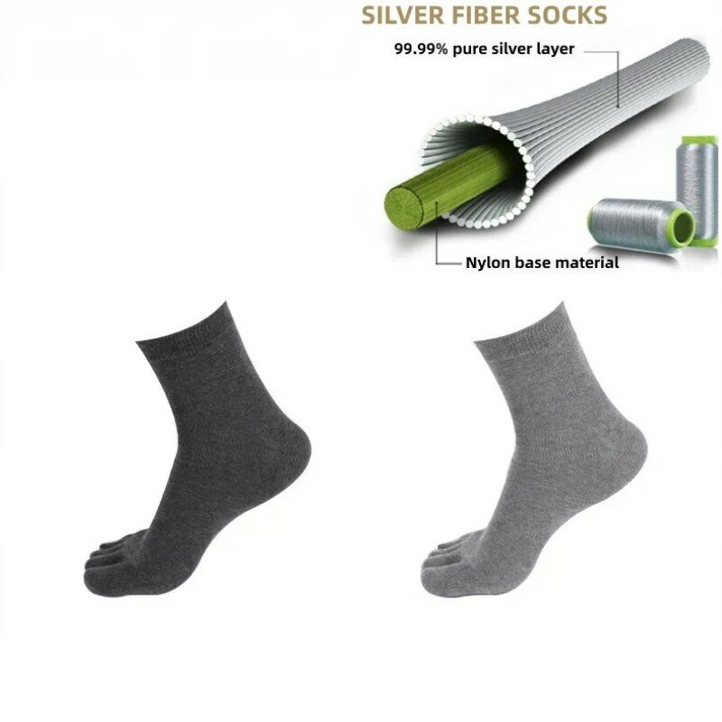 Chaussettes infusées en argent pur pour hommes, anti-odeur, anti-favorable, évacuation de l'humidité, 15%, 2 paires