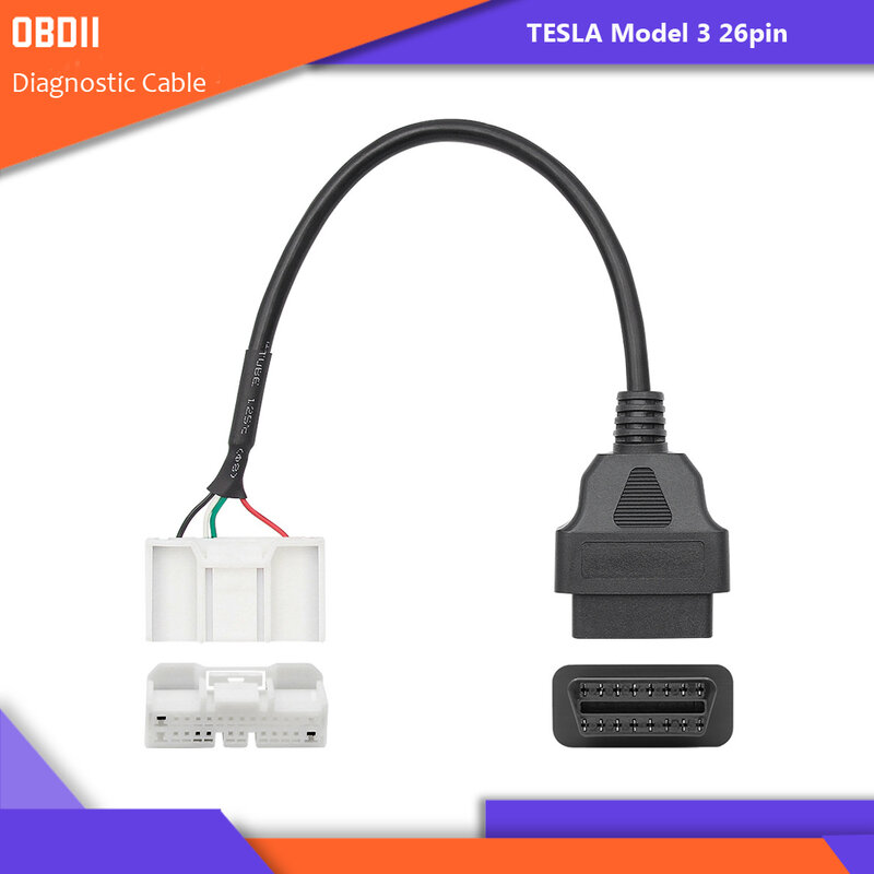 테슬라 OBD2 진단 케이블 26 핀 20 핀 12 핀 커넥터, 테슬라 모델 S 모델 X 모델 3 모델 y용 OBDII 16 핀 어댑터