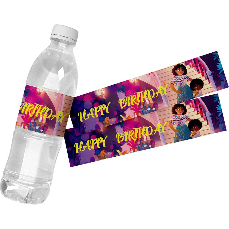 Disney Encanto etichette per bottiglie d'acqua adesivi autoadesivi per bambini festa di compleanno matrimonio, decorazioni per Baby Shower 6 pezzi