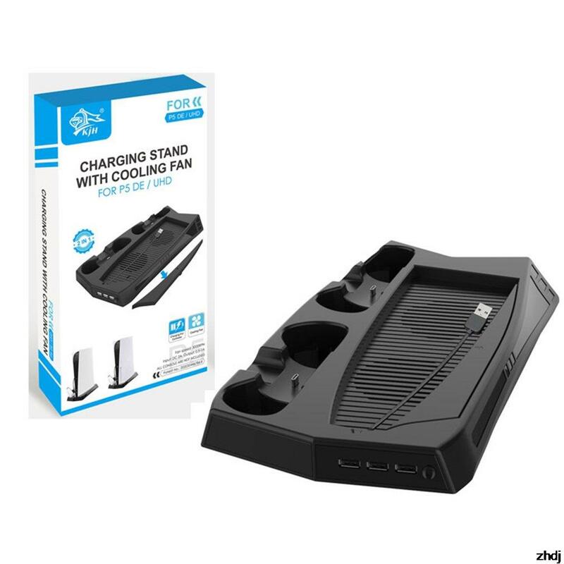 Radiateur pour Console de jeu PS5 + Base de chargement de poignée pour PS5, deux en un comprenant deux Ports de charge pour contrôleur DualSense