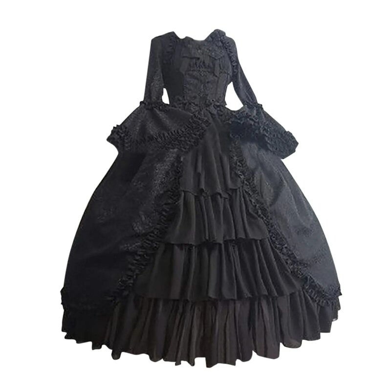 Gaun untuk wanita 2024 gaun pesta Ruffles kostum Cosplay Renaisans Retro Abad Pertengahan gaun pesta ayunan besar gaun Gotik Court Lolita