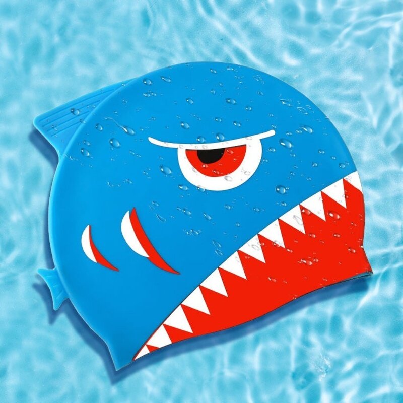 Gorros de natación de silicona suave para niños, gorro de piscina de dibujos animados, alta elasticidad, impermeable, calidad