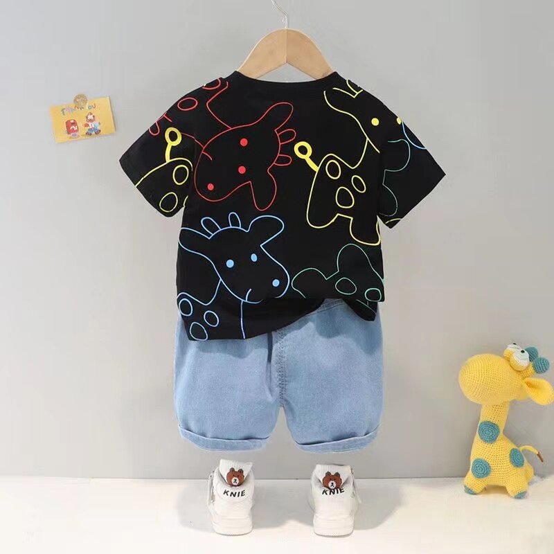 New Summer Baby Girls Clothes Suit Children Boys Fashion Cartoon T-Shirt Shorts 2Pcs/Sets Toddler Casual Costume Kids Tracksuits