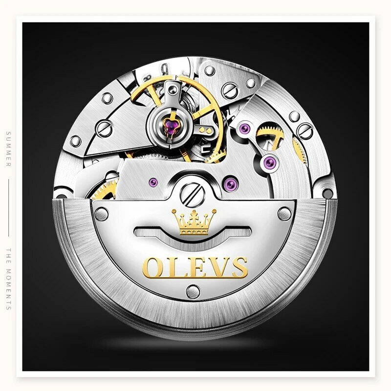 OLEVS Couple Watches for Men and Women Automatic Mechanical Wristwatch Fashion Business Men Watch for Women Watches Luxury Clock