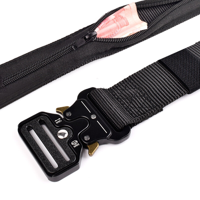Viagem Ao Ar Livre Escondido Dinheiro Anti Theft Belt Cintura Bag 130CM Tactical Men Waist Packs Mulheres Carteira Escondida Nylon Strap Belt