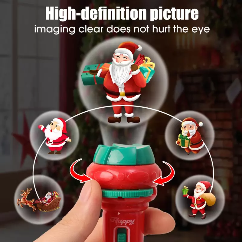 Projecteur de lampe de poche Père Noël de dessin animé amusant pour enfants, jouets d'éducation précoce, motif lumineux, lampe de poche de sommeil, puzzle pour bébé, cadeaux de Noël