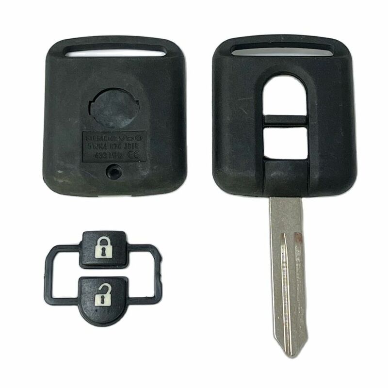 ECOTOOL-llave de coche remota para NISSAN ElGRAND, 2 botones, hoja en blanco de latón sin cortar, carcasa de ABS, 10 unidades por lote