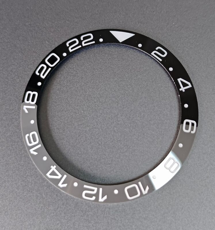 Вставка в корпус часов GMT, черный, серый, 38 мм * 30,6 мм, для часов SUB GMT Diver Mod, номера 24 часа