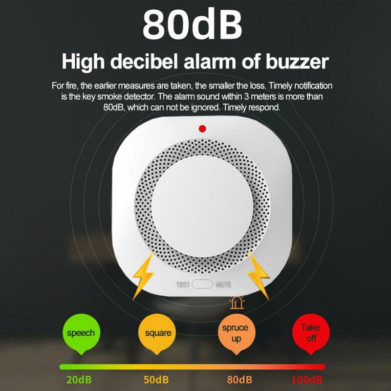 Tuya WiFi / Zigbee Smoke Detector Sensor 80DB Alarm Fire Smart Smoke Detector Fire Protection Security Alarm Smart Life Control