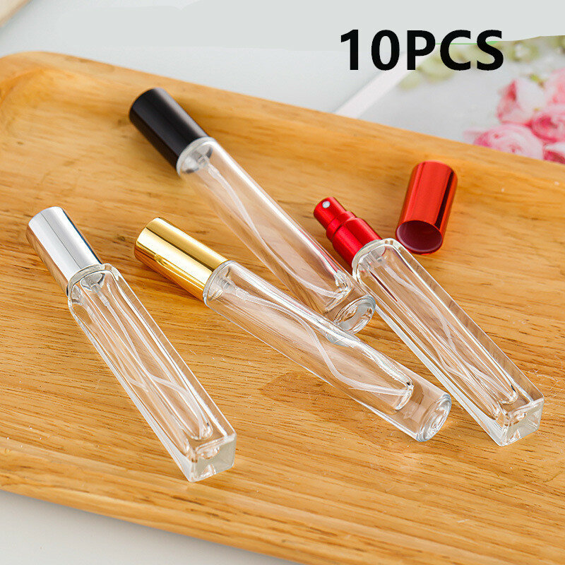 10PCS 10ML Portable Refillable Perfume Bottle Spray Bottle Atomizer Container Cosmetics Bottle Thicken Sample Thin Glass Vial 2#