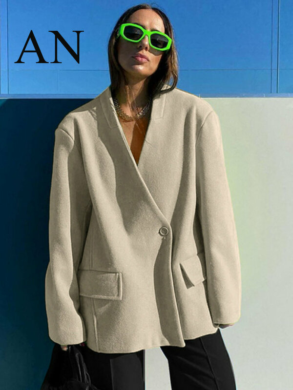Abrigos y chaquetas con cuello en V para mujer, ropa de oficina a la moda, abrigo de invierno, otoño e invierno, 2022