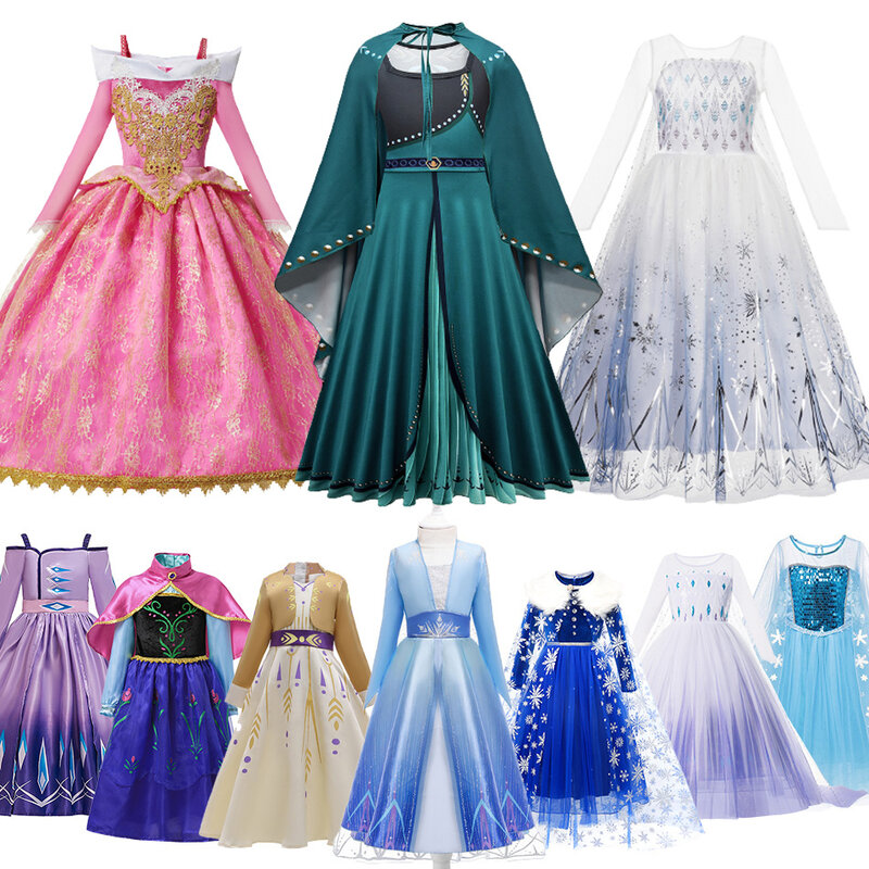 Vestidos de princesa Frozen 2 para niñas, Cosplay de reina de la nieve, ropa de carnaval, vestido de fiesta de Anna y Elsa, vestido de Halloween, regalo de Navidad
