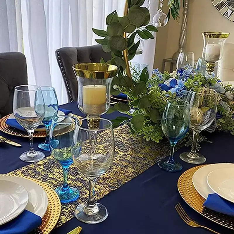 Taplak meja Glitter, rol jaring Foil logam berkilau untuk dekorasi meja pesta ulang tahun pernikahan, kemasan DIY Motif bunga