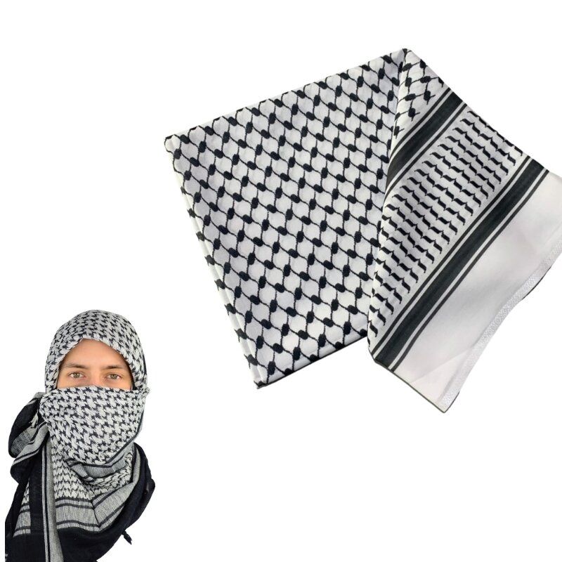 ตะวันออกกลางผู้ใหญ่ Keffiyeh Headscarf Jacquard อาหรับผ้าพันคอกลางแจ้ง Anti UV Headscarf สำหรับชายขี่จักรยานอุปกรณ์เสริมผม