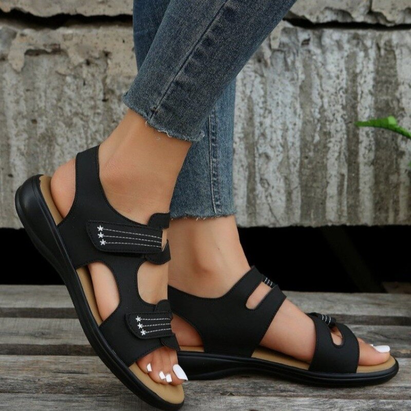 Sandálias cunha de dedo aberto para mulheres, sapatos femininos, casuais, confortáveis, ao ar livre, plus size 43, novo, verão, 2022