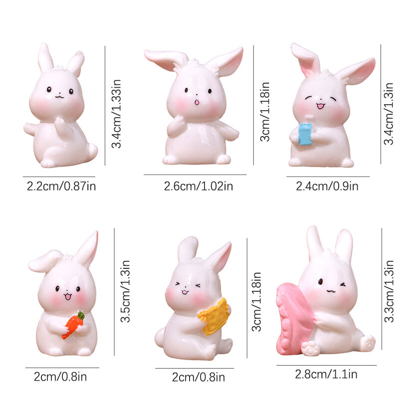 1Pc Mini Carrot Rabbit Ornament Cartoon Bunny Figurine Micro Landscape Decoration Dollhouse Miniature Toy