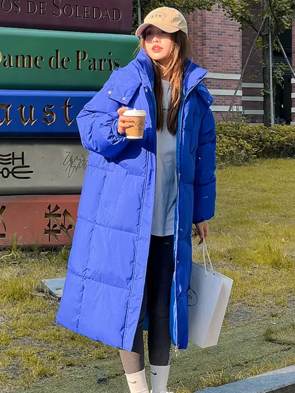 여성용 후드 파카 X-롱 재킷, 캐쥬얼 두껍고 따뜻한 방풍 코트, 여성용 외투, 긴 스트리트웨어, 사이즈 3XL,-30 도, 겨울