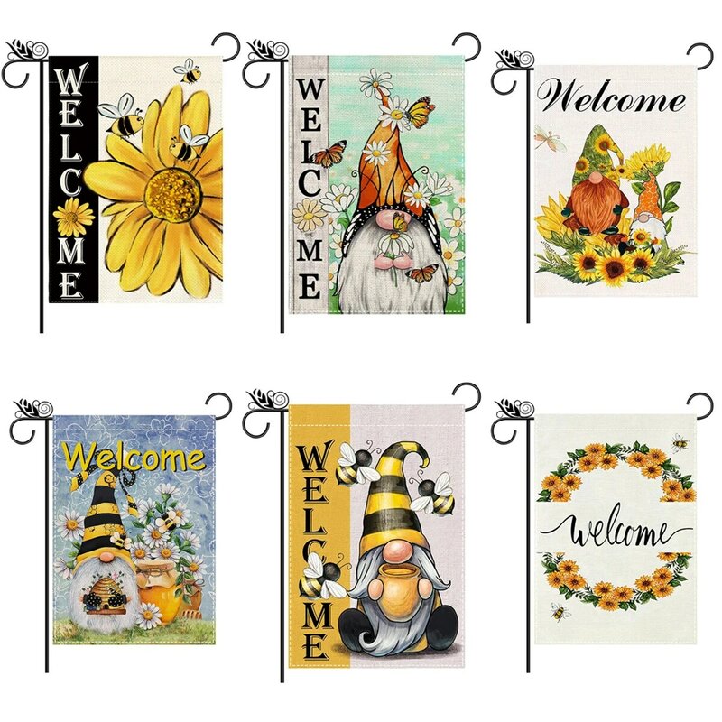 1 multicolored summer sunflower flower butterfly bee dwarf double-sided printed garden flag, excluding flagpole