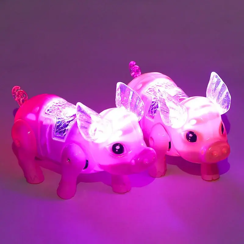 子供のためのピンクの電子玩具,ライト付きの素敵な電気ウォーキング豚のおもちゃ,ロボット犬のトップ