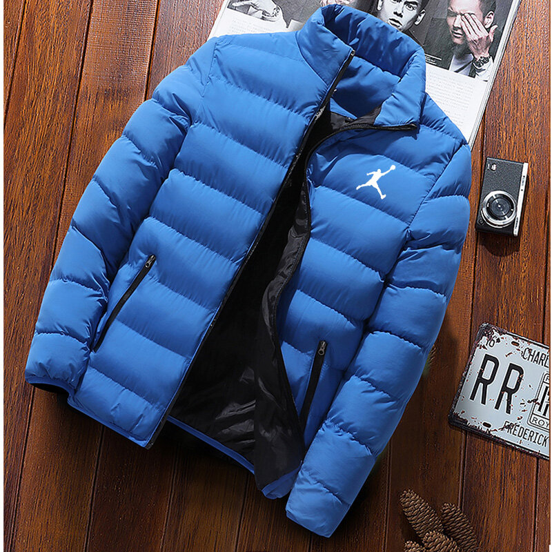 Jaket tebal pria, 2024 jaket musim dingin ukuran besar ringan dan tipis bantalan pendek 23 mantel hangat
