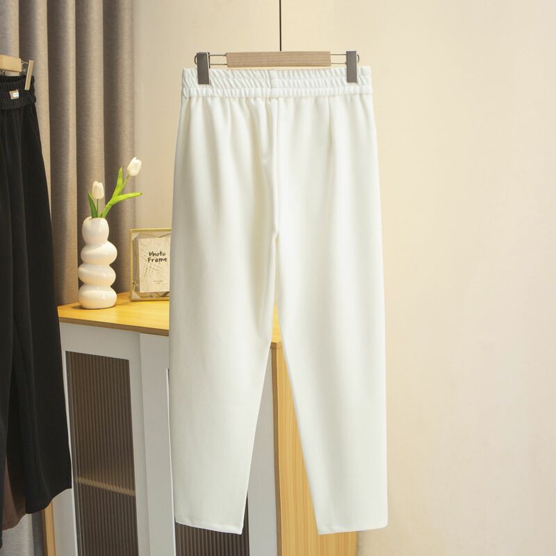 2023 pakaian musim gugur wanita ukuran besar celana Harem longgar pinggang tinggi label kasual warna Solid Bawahan S55 9252