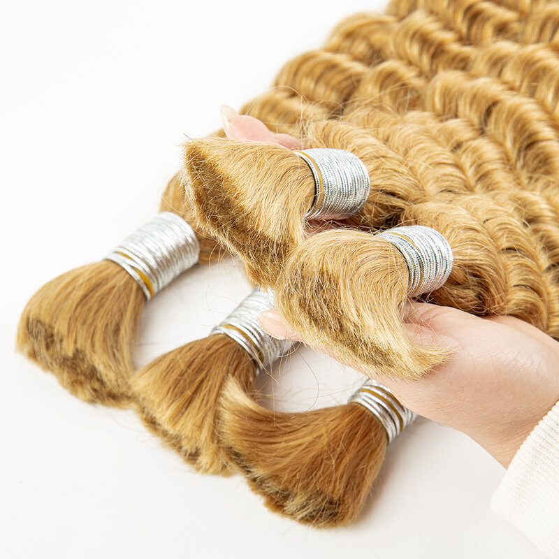 Nabi Blonde Krullend Haar Vlechten Bundels Deep Wave No Inslag Hair Extension Bulk Maagdelijke Human Hair Extension Vlechten Voor Vrouwen