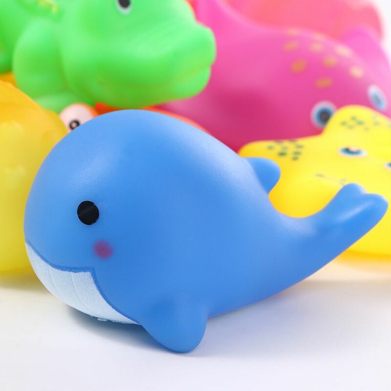 Cute Cartoon Animal Baby Bath Brinquedos Borracha Macia Float Squeeze Sound Squeaky Antistress Fidget Banho Sensorial Água Brinquedo para Criança