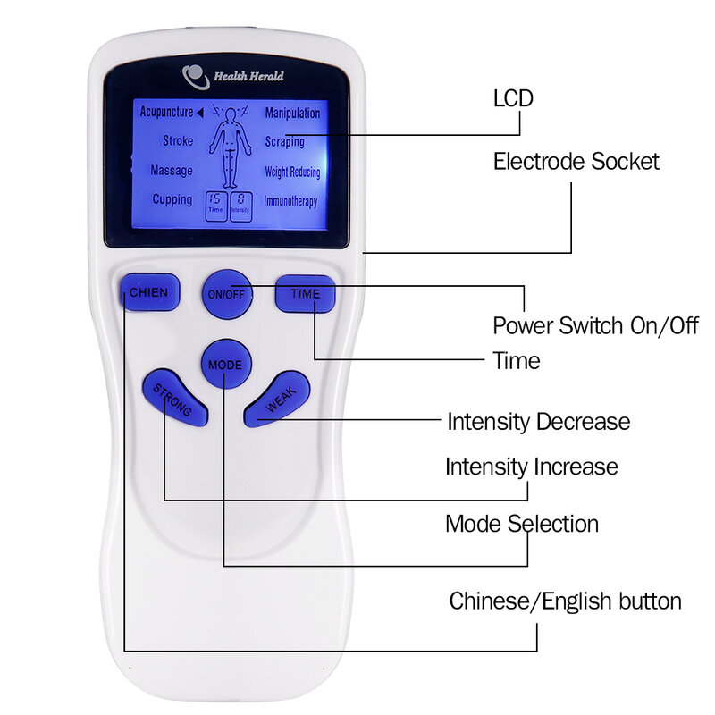 Eletric EMS Dual-output TENS Pulse Machine Smart Electroestimulador Muscular Multi-functional Blue Screen Small Physical Therapy